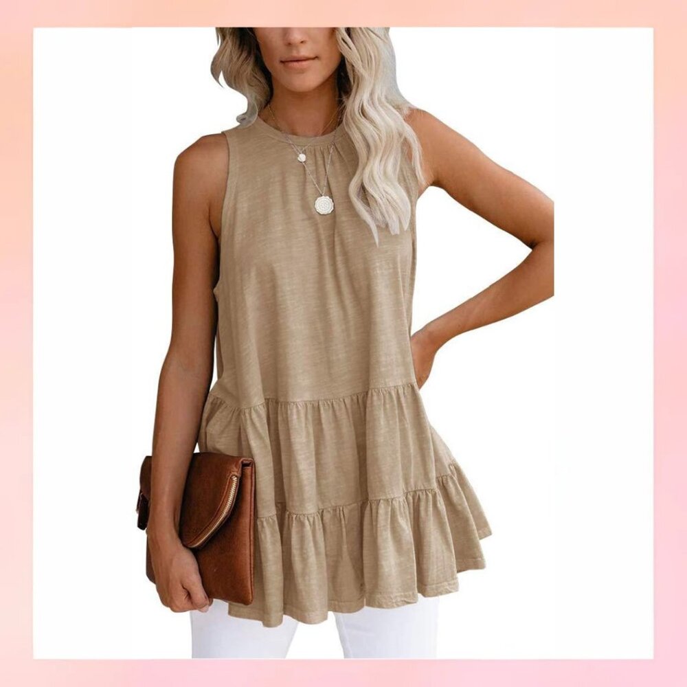 Sleeveless Tiered Ruffle Tunic Top – Chic & Flowy